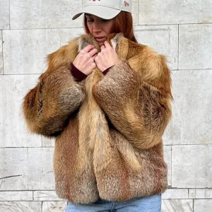 Luxury Short Faux Fox Fur Short Coat Women Fashion Full Sleeve Loose Warm Jackets Chic 2026 Lady Autumn Winter Street Outerwears