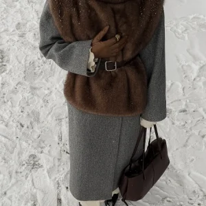 Women Stand Collar Faux Fur Vest Chic Solid High Collar Sleeveless Loose Waistcoat Casual 2025 New Lady Daily Street Short Vests